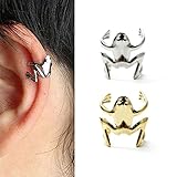 HuntGold 1X Unisex Frog Design Alloy Ear Cuff Clip Wrap Earings Fashion Jewellery(Silver)