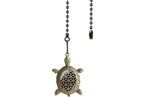 OMYZERO Ceiling Fan Pull Chain - 12 Inch Turtle Ceiling Fan Pull Chain Extender with Ball Chain Connector,Pull Chains for Ceiling Fans and Lights,Decorative Fan Pull Chain Pendant Extension(Bronze)