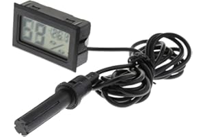 Homyl LCD Digital Reptile Hygrometer for Turtle Terrarium Aquarium Tank Temperature Humidity Meter, Black with Probe