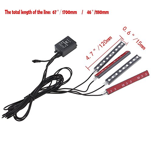 Car Lights Interior,Neon Lights Strip for car,Car Interior Lighting Kit,Multi Mode Change and Wireless Remote Control (Multicolor)
