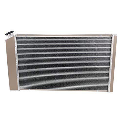 OzCoolingParts 4 Row Core Aluminum Radiator + 2 x 12" Fan w/Shroud(Cover) + Thermostat Kit for 1960-1990 61 62 65 66 87 88 89 Chevy Chevelle El Camino Truck Buick Cadillac Oldsmobile Pontiac and More