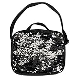 Black and Silver Sequin School Supplies Childrens Canvas Lunch Tote Bag