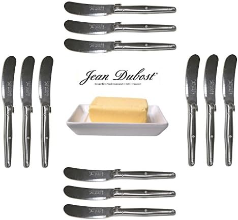 French LAGUIOLE Dubost - 12 Butter Knives - In All Stainless Steel - Each Knife: 6 inches - Manufactured in France - With Certificate of Authenticity - Direct From France
