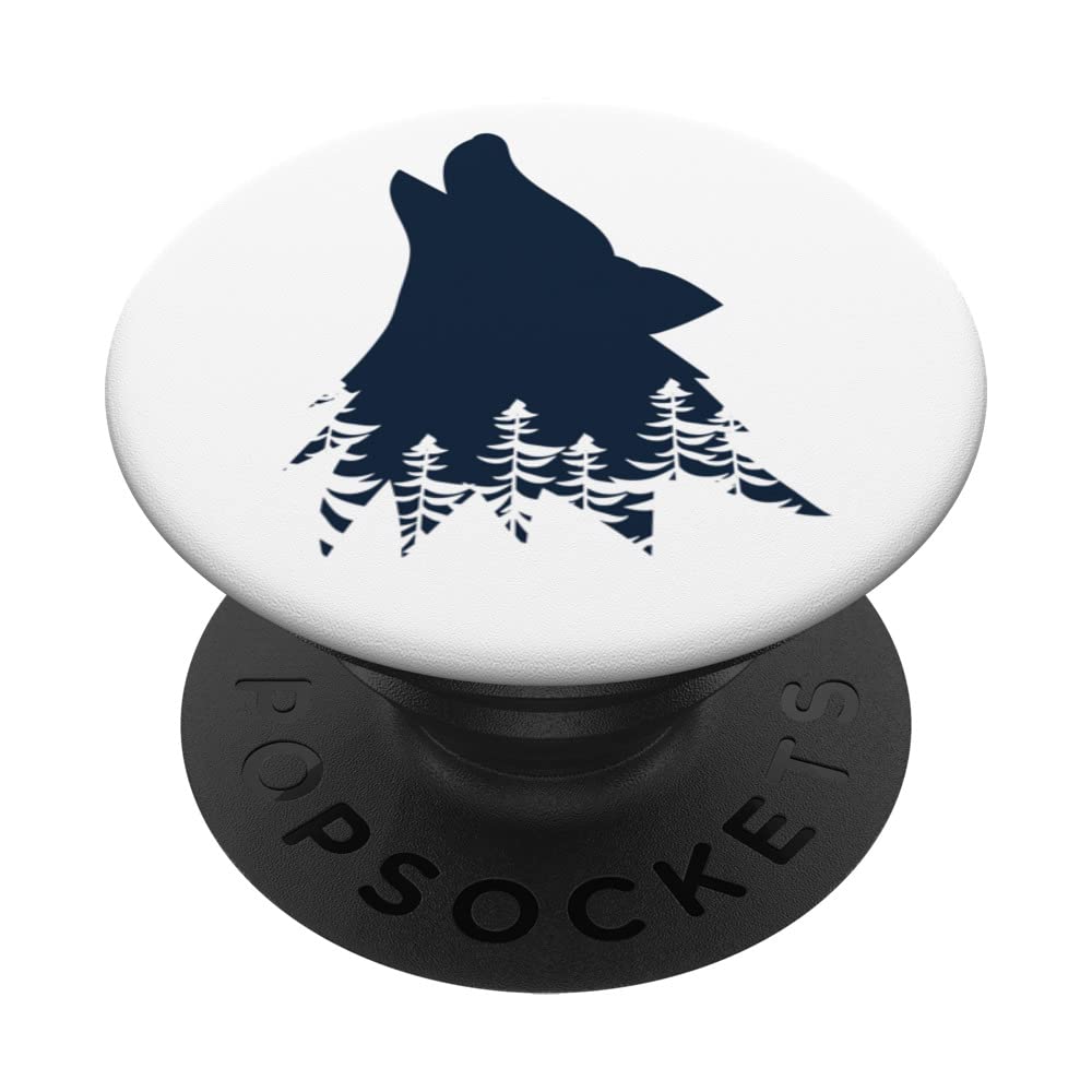 Cool Wolf Silhouette Forest Wildlife Wild Howling Animal PopSockets Swappable PopGrip