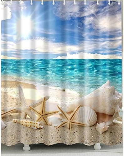 Starfish-on-Beach Shower Curtain 1 Pc for Home and Bath