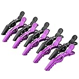 Homitt 10Pcs Hair Clips, Sectioning Alligator Hair Clips with Wide Teeth, Crocodile Hair Clip Set for Salon Styling, Blow Drying, Dying, Straightening and Curling-Black and Purple