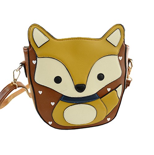 Top Shop Cute Fox Handbag Crossbody Clutch Purse Shoulder Bag Cartoon Coffee Satchel