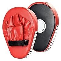 Junboys 1 Pair PU Leather Punching Kicking Palm Pad Hook Jab Strike Pads Boxer Target Focus Punch Mitt Pads Boxing Mitts Gloves Curved for Karate Combat Muaythai Kick Boxing UFC MMA Training. (Red)