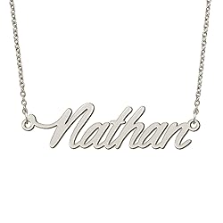 BYBWBL Nathan Name Pendant Necklace Silver Color