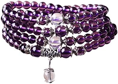 6mm Yoga Meditation 108 Prayer Beads Natural Quartz Crystal Amethyst Mala Wrap Necklace Bracelet