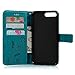 YOKIRIN iPhone 7 Plus Wallet Case, iPhone 8 Plus Case, Embossed Ant Flower Flip Magnet Closure Premium PU Leather Soft TPU Inner Case Credit Card Slots Protective Cover for iPhone 7/8 Plus - Blue