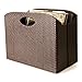 Brown Magazine Holder - Magazine Basket with Handles - Magazine Rack - Floor or Table - (Woven Brown Leather) - Great Stand for Coffee Table, Side Table, Living Room, Reception Desk, Bathroom