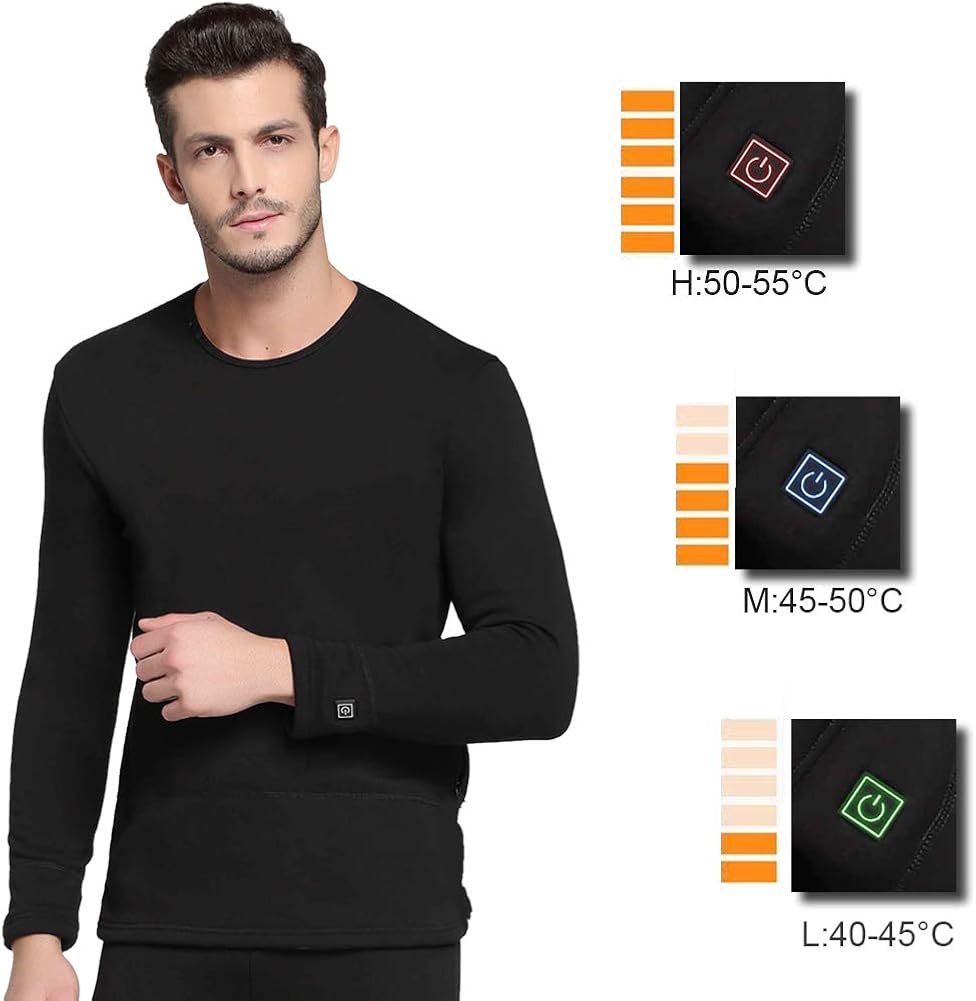 FERNIDA Insulated Heating Underwear Washable USB Electric Heated Thermal Long Sleeve T Shirts or Pants(Battery Not Included) at  Men’s Clothing store