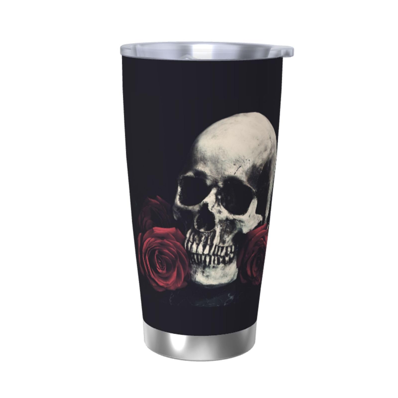 NVJUI JUFOPL Skull Rose Tumbler Cup with Lid 20 Oz