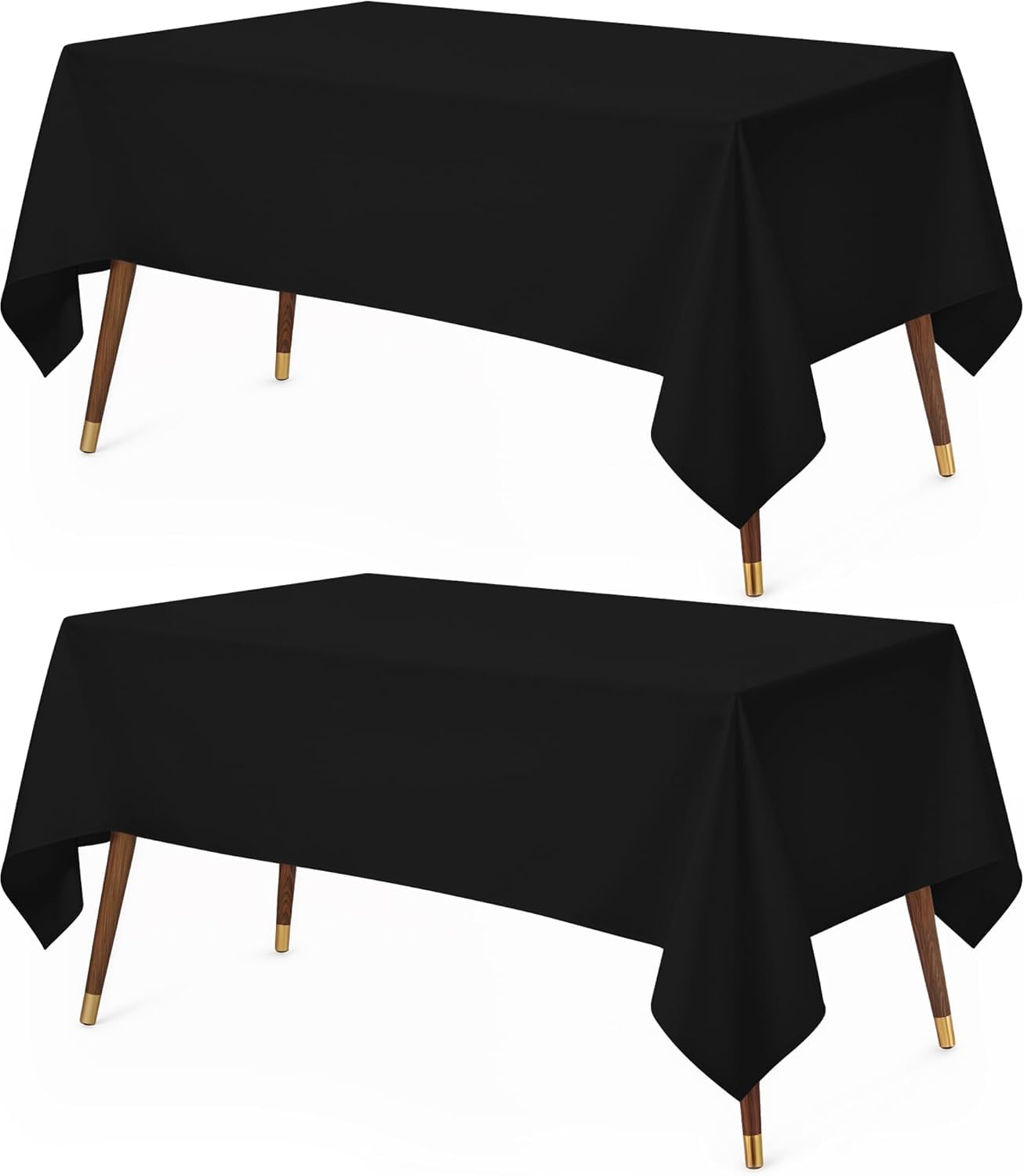 Utopia Kitchen Rectangle Tablecloth 152x213 cm - (Pack of 2) Black Table Cover Machine Washable Table Cloth Perfect for Parties, Weddings and Festivals (60x84 inches)
