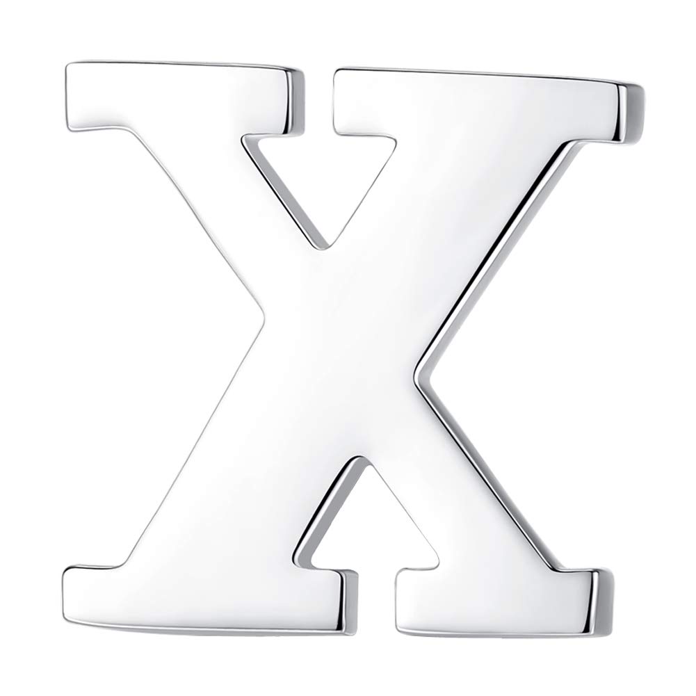 HONEY BEAR 1pc Alphabet Letters A to Z Collar Brooch Label Pins Badge for Mens' Suit/Women's Shirt for Business Gift,Silver X 0.94in