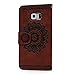 S6 Edge Case, Galaxy S6 Edge Wallet Case Premuim PU Leather 3D Retro Embossed Totem Flower Case Ultra Slim Shockproof TPU Inner Bumper with Magnetic Clip & ID/Credit Card Holders by Badalink - Brown