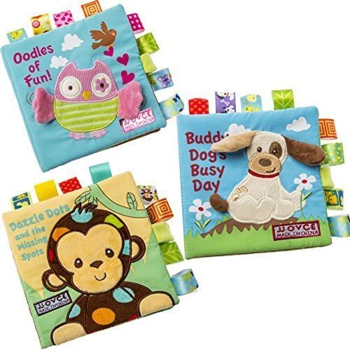 YOOMUN Cloth Book Non-toxic Babies &amp; Toddlers Early Education Development Squeak Animal Cloth Book Set | Durable Activity Book Shower Gift for Boy &amp; Girl - Pack of 3
