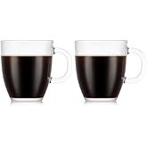 Bodum 12oz Bistro Coffee Mug Single-Wall Tempered Glass, 2 Pack, Clear | Single-Wall