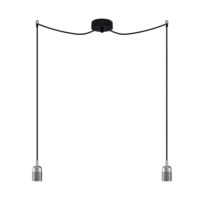 Hängeleuchte Bulb Attack UNO S2 Blattsilber/schwarz - minimalistische, moderne Pendellampe im Retro-Stil (Silber)