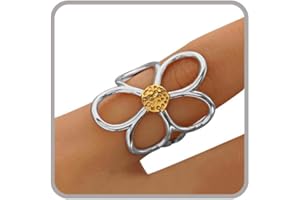 Flower Rings for Women Adjustable Daisy Ring Gold Non Tarnish Statement Rings for Women Chunky Flower Jewelry