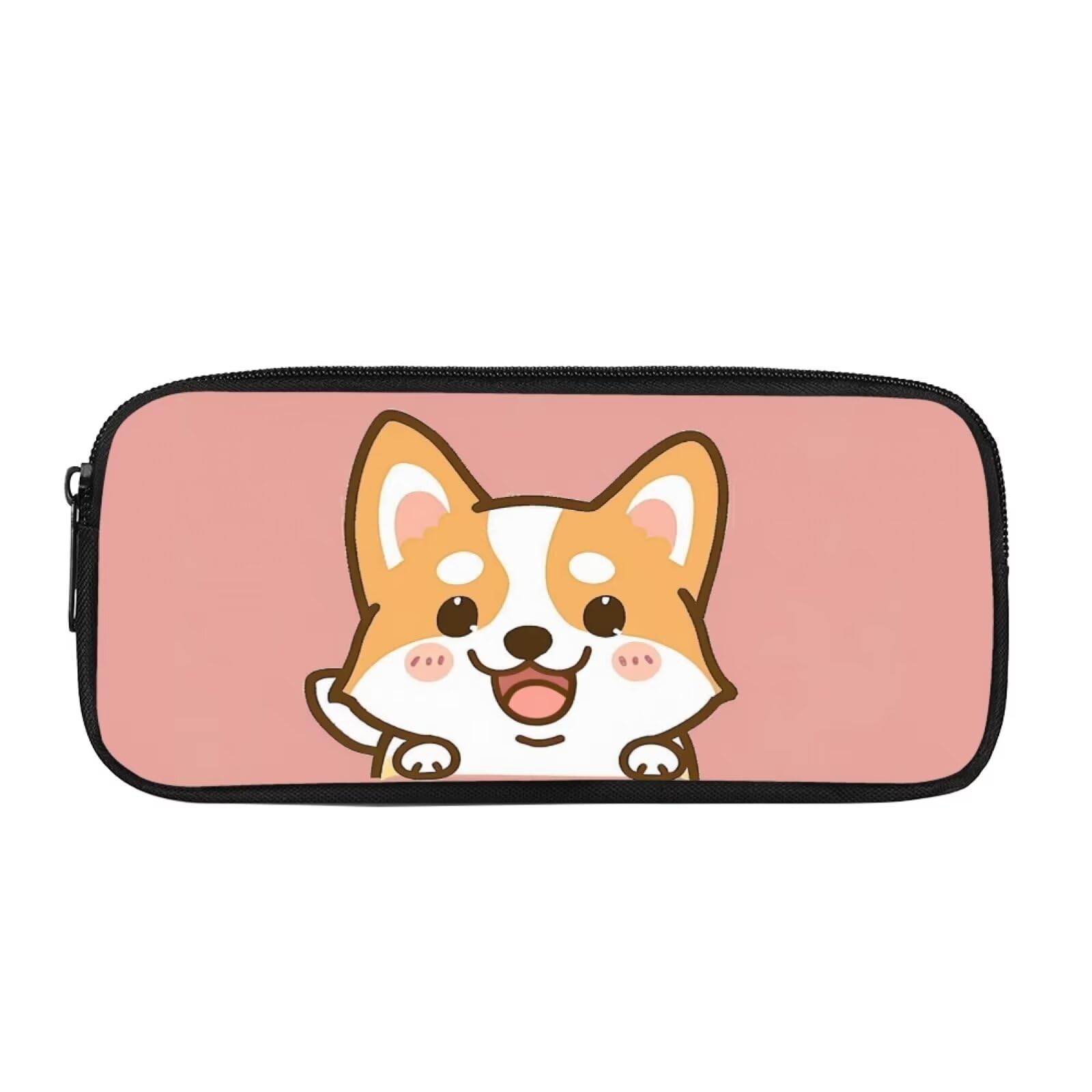 Showudesigns Cute Corgi Pencil Case for Boys Girls Teens Kids Pencilcase School Supplies Stationery Storage Pouch Big Capacity Travel Storage Bag Pink — image 1