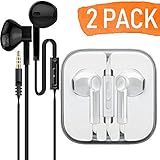AURAL 2-Pack Premium Earphones/Earbuds/Headphones with Stereo Mic&amp;Remote Control Compatible for iPhone iPad iPod Samsung Galaxy and More Nexus Android Smartphones - White + Black