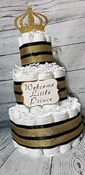 royal blue and gold diaper cake