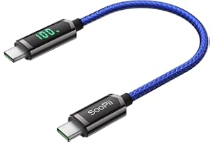 SooPii 100W USB C Cable,1FT Nylon Braided USB C to USB C Cable, Fast Charging Type-C Cable with LED Display for lPhone 15/15 