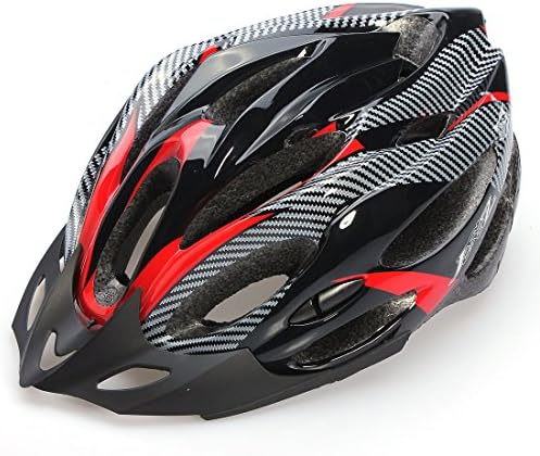 NEW MTB Road Bike Bicycle Cycling Outdoor Riding Sports Carbon Helmet w/ Visor Red with Black