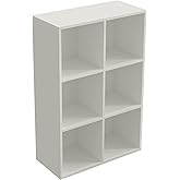 OSCHF 6-Cube Storage Shelf Bookcase - Wooden 3-Tier Floor Standing Open Bookshelf for Home and Office, Display Cabinet, Warm White