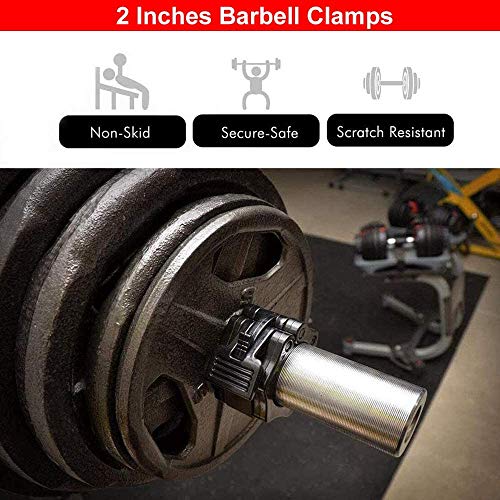 HEPAI 2pcs Olympic Barbell Clamps Set 1 Inch Quick Release Non-Slip Barbell Spring Clip Collars Lockdown Weight Clamps for Workout Weightlifting Fitness Training