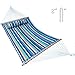 Hammock Quilted Fabric with Pillow Double Size Spreader Bar Heavy Duty Stylish for Outdoor Garden Patio, 14 FT, 2 Person 450 lbs Capacity(Blue Stripe)