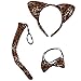 LUX ACCESSORIES Halloween Cat Kitty Cosplay Party Costume Leopard Fabric Ears Bow Tie Tail (3pcs)