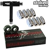 Stoked Ride Shop Bones Roller Bones Bearings [for Inline & Roller Skates] (Roller Bones w/ 6mm Axle Spacers, w/Tool)