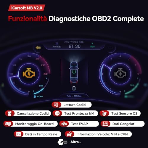iCarsoft OBD2 Scanner for Ben.z/Maybach/Sprinter, MB V2.0 Full System Code Reader Engine/ABS/Transmission, Car Diagnostic Tool 8 Reset Oil/EPB/SAS/BLD/INJ/ETC/TPMS/DPF, Battery Test, Lifetime Update