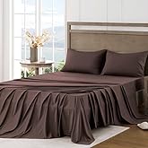 FreshCulture King Sheet Set - Ultra Soft Sheets for King Size Bed - Brushed Microfiber - Deep Pockets - Easy Care - Cooling & Breathable Sheets - 4 Pieces Hotel Luxury King Bed Sheets (Brown)