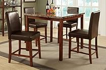 Poundex Marble Dining Table, 4 Counter Height Chairs