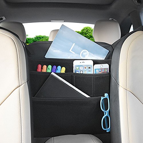 TOCGAMT Car Seat Organizer, Car Organizer Back Seat PU Leather Backseat Organizer Double-Side Between Seats for Kids -1Pack