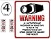 NEW! INSIDE MOUNT 4 Pack #204-IM Commercial Grade Outdoor / Indoor Security Surveillance CCTV Video Warning Decal - 4