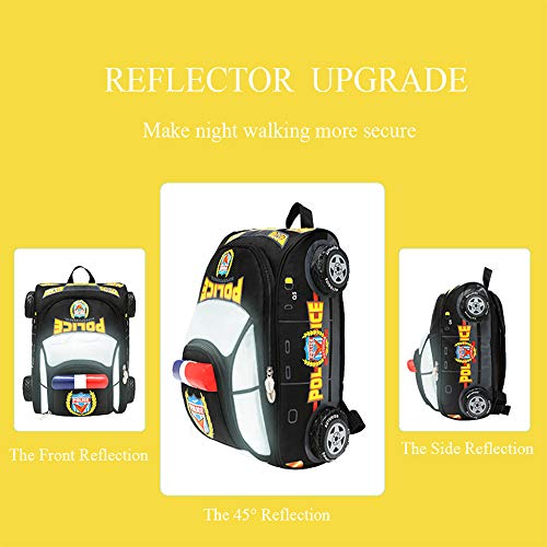 RUNALP 3D Police Car AUDI Q5 Style Backpack, Lightweight and Waterproof, Bag for Toddlers and Kids, Black