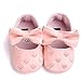 Voberry Baby Girls Stripe Bow Shoes Toddler Princess Flat Leather Moccasins (0~6Month, Pink)