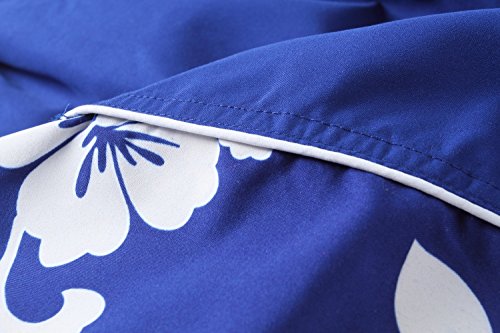 Hawaii Hangover Men's Swim Trunk in Royal Blue with Side Floral Hibiscus S