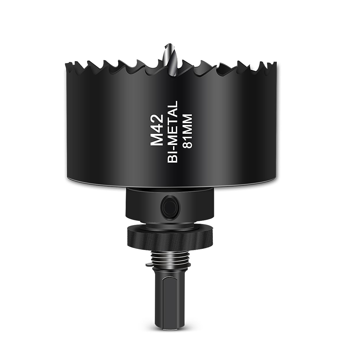 HOHXEN 81mm HSS Hole Saw, High Speed M42 Bi-Metal Wood Hole Dill Bit with Heavy Duty Arbor, Round Drill Cutter for Fiberboard, Wood, Plastic, Drywall, Thin Metal, Plasterboard, Copper - Black