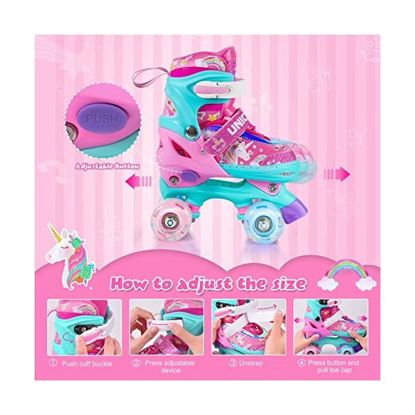 Truwheelz Rainbow Roller Skates for Girls Ages 612 & 35 Adjustable
