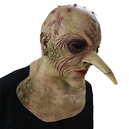 CX shouzuo Halloween Costume Prop The Grand High Witch Mask Ghoul Scary Latex Fancy Dress Demon Long Pointed Nose Monster Mask