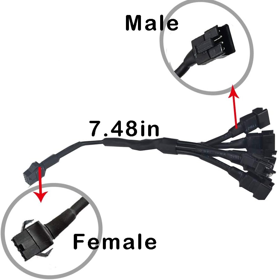 NBWDY 2Pcs 19cm Extension Cable Wire Cord Set 3 Way Splitter Y Cable for LED motorcycle Light Multi-color Neon Strip (2 x 3 Way Splitter Y Cable): Automotive