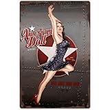 American Doll WWII Pin Up Nose Art Sign 12 x 18