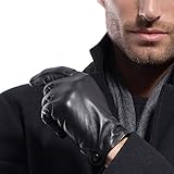 MATSU Men's Nappa Leather Soft Suede Long Fleece Lined Gloves Police Style Ku011