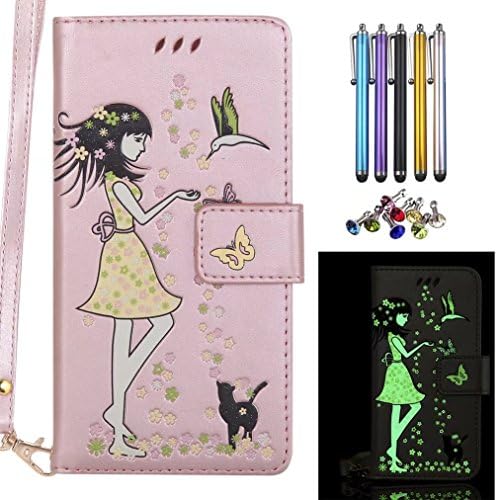 Yiizy Cover for Samsung Galaxy J7 / J700F Case, Luminous Woman Cat Design Premium Leather Flip Cover Wallet Bumper Slim…